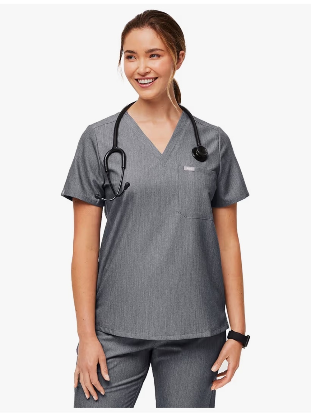 FIGS Catarina One-Pocket Scrub Top Size XL Women — Graphite Workwear Healthcare